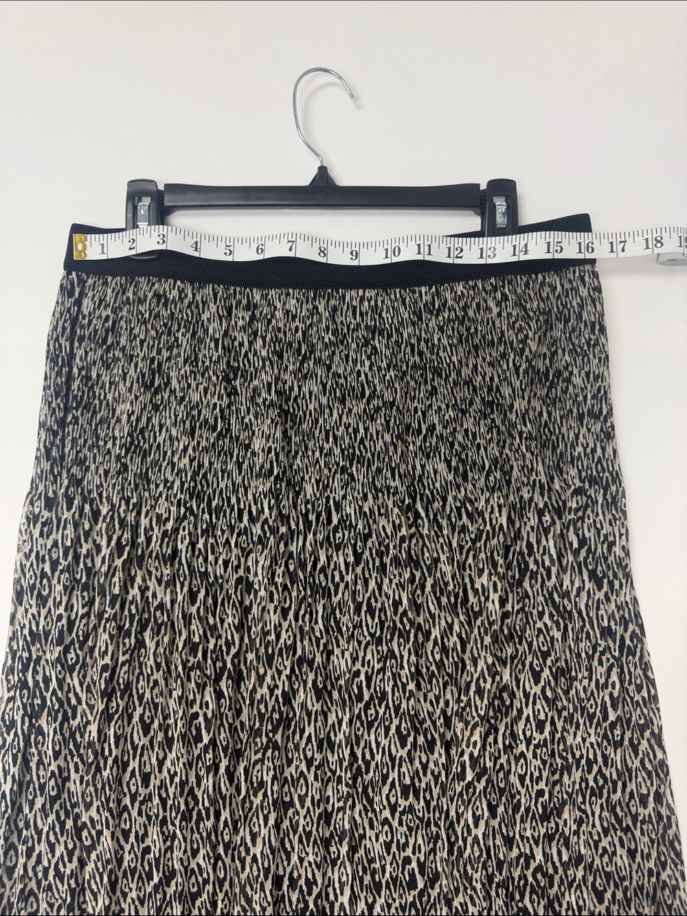 Vintage Ruby Rd. Animal-Print Pleated Midi Skirt in Black, Beige & Coral - Picture 5 of 5